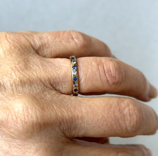 1940s VINTAGE 9ct YELLOW GOLD FULL ETERNITY RING SPINEL & ROCK CRYSTAL UK J