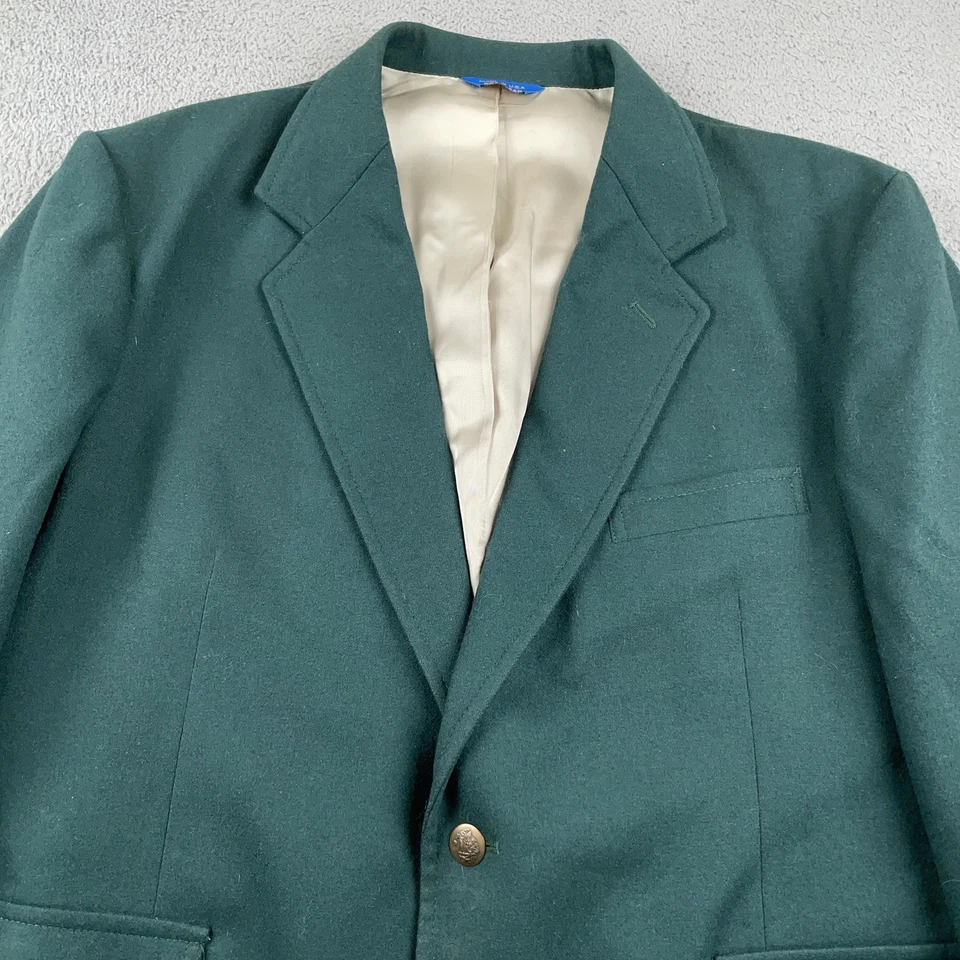 VINTAGE Pendleton Blazer Mens 46 Green Wool Sport Coat Two Button Made in USA - Image 2 of 4