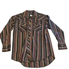 VNTG Wrangler X-Long Tails Teal Pearl Snap Button Up Shirt, Size 15-1/2-33