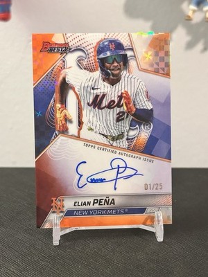 2025 Bowman s Best Elian Peña Orange Auto 1/25 First On Print #B25-EP Mets