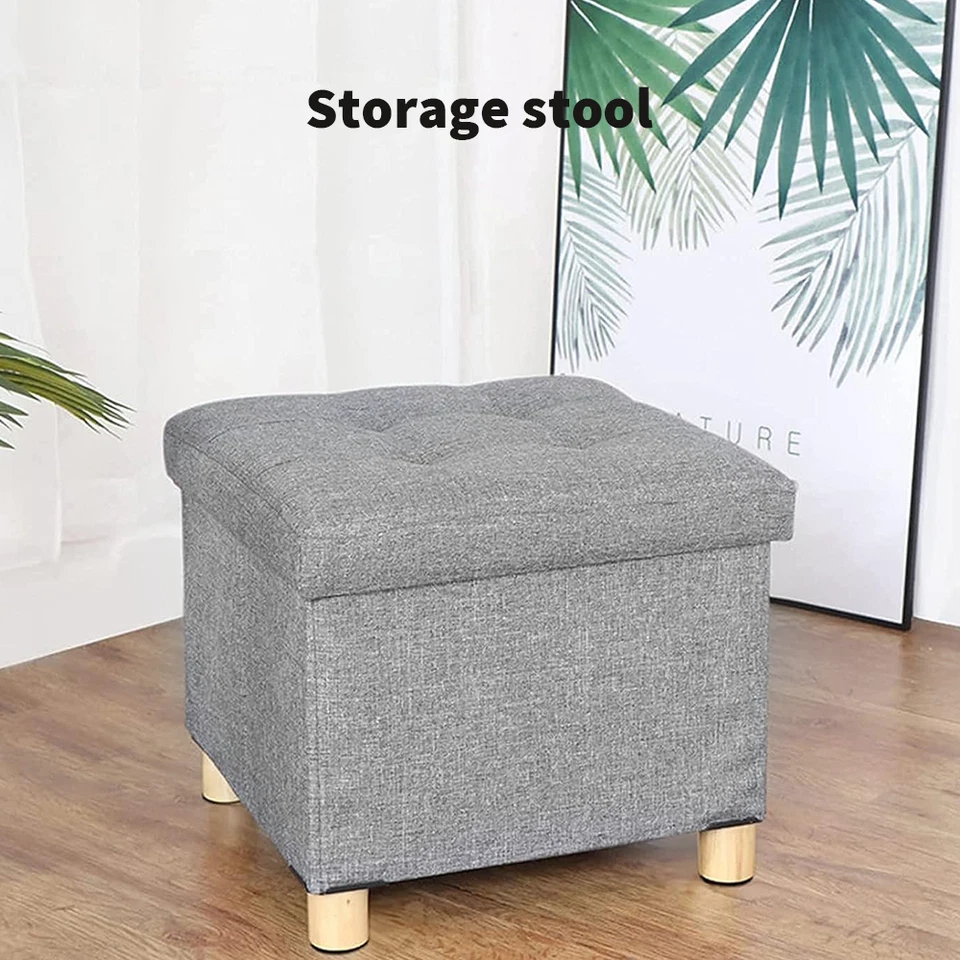 Sitzhocker Sitzwürf mit Stauraum Platzhocker Aufbewahrungsbox Fußbank 38cm - Bild 4 von 4