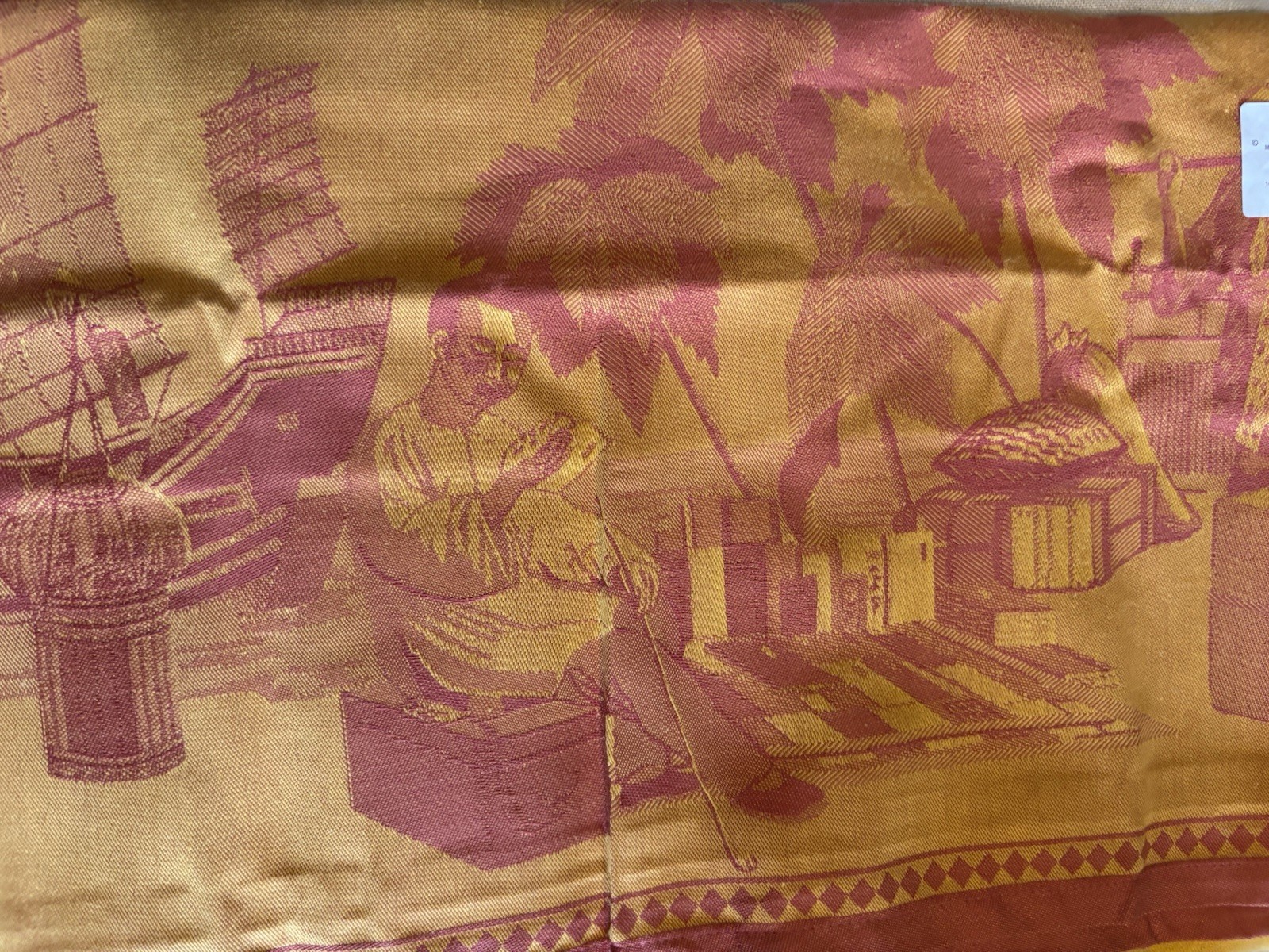 Primrose Bordier Chinese Market Saffron Le Jacquard Francais Tablecloth 69” x 98