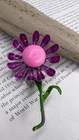 Vintage Pink & Green Enamel Flower Brooch Pin 70s Costume Jewelry As Is 🩷