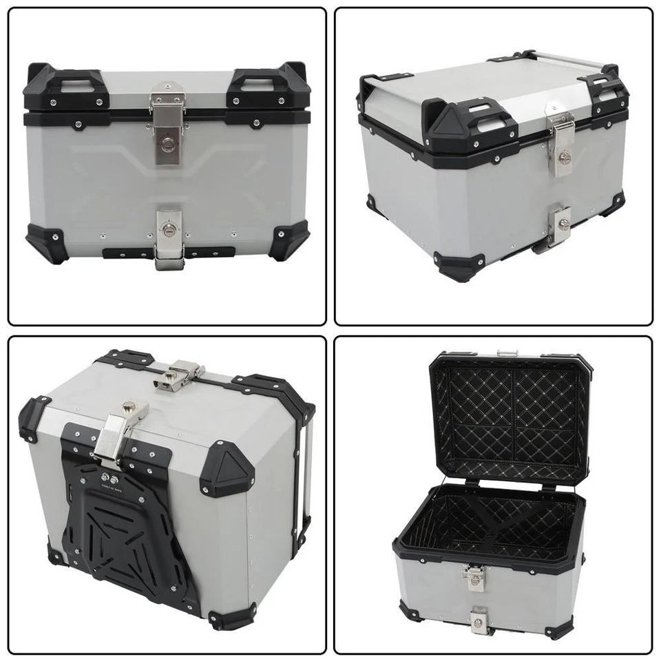 Rear Top Case Luggage Tour Tail Tool Box Lock 55L Motorcycle Aluminum Trunk Foto 4 de 4
