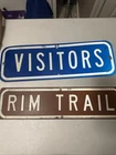 Vintage US Forest Service Rim Trail & Visitors Road Metal Sign Man Cave Original