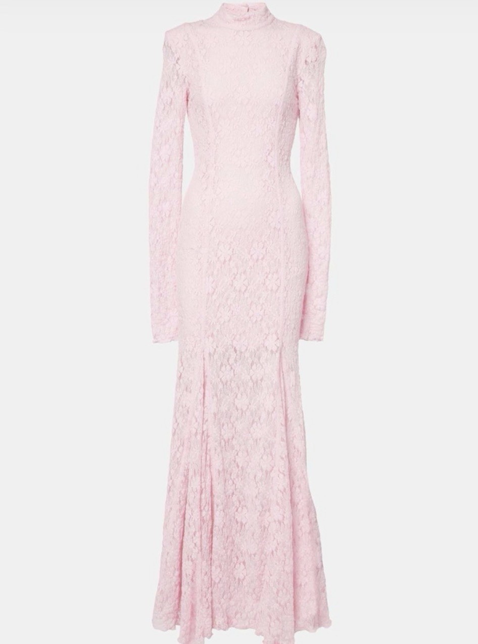 Pink Lace Maxi Dress – Fairy Tale Color – Sizes 38 & 40 – Fitted Low Back