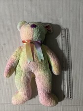Ty Large Plush Beanie Buddy GROOVY the Ty-Dyed Bear 14" MWMTs Stuffed Animal Toy