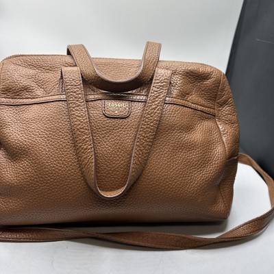 Fossil mimi leather satchel purse in camel color   Wear on corners on bottom.