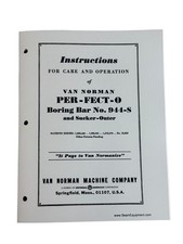 Van Norman Model 944s Portable Boring Bar Manual