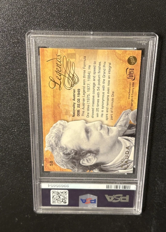 Niki Lauda 2006 Futera Grand Prix Unique F1 Legends Insert #58 PSA 8 Mega Rare!! - Image 2 of 2