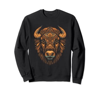 Future Bison geometrisches Grafikdesign Poly-Form Buffalo Sweatshirt von JP