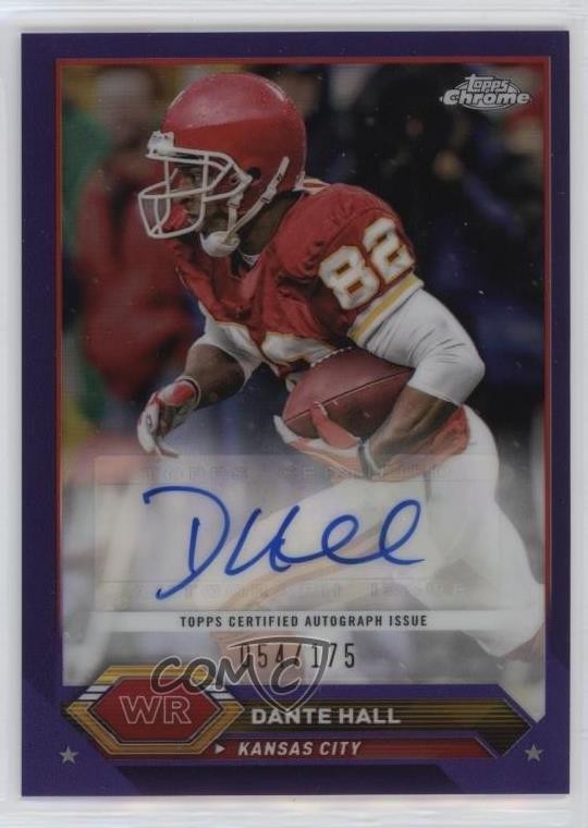 2023 Composite Topps Chrome Purple Refractor /175 Dante Hall #TCA-DHAL Auto 0rd2
