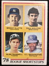 1978 Topps - Rookie Shortstops Paul Molitor, Alan Trammell, U.L. Washington #707
