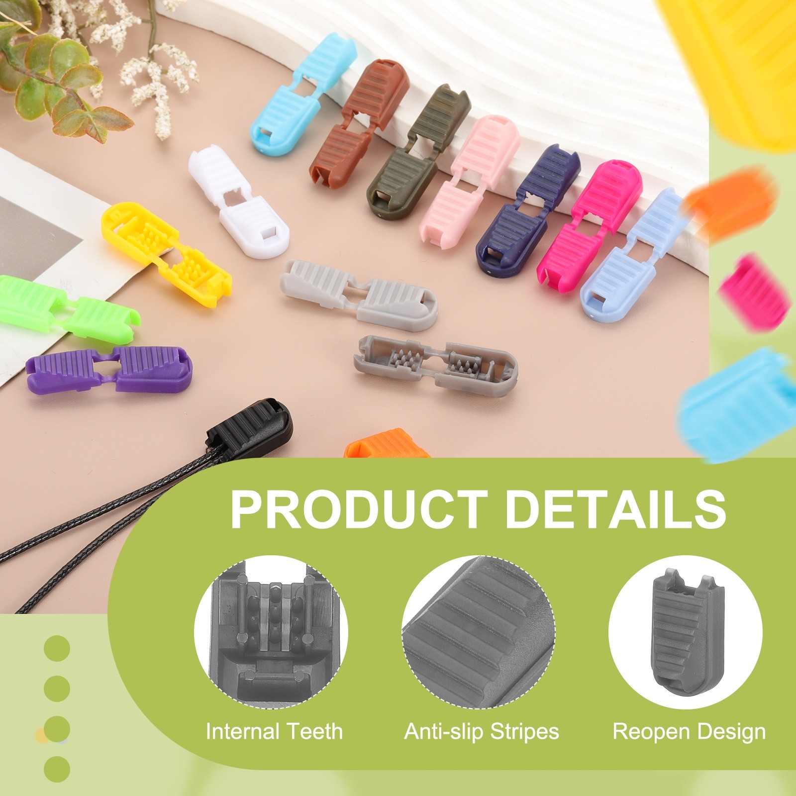 Zipper Pull Tabs Cord End Tips Shoelace End Clips - (10 Pack, Gray)