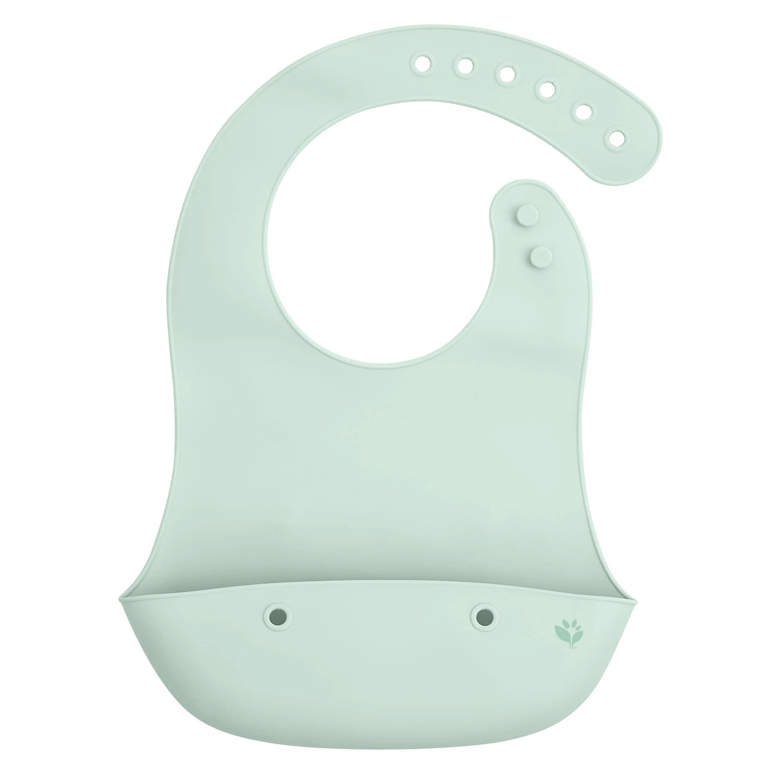 Light Sage Silicone Scoop Bib Food Safe Adjustable Bib For Babies Easy Clean