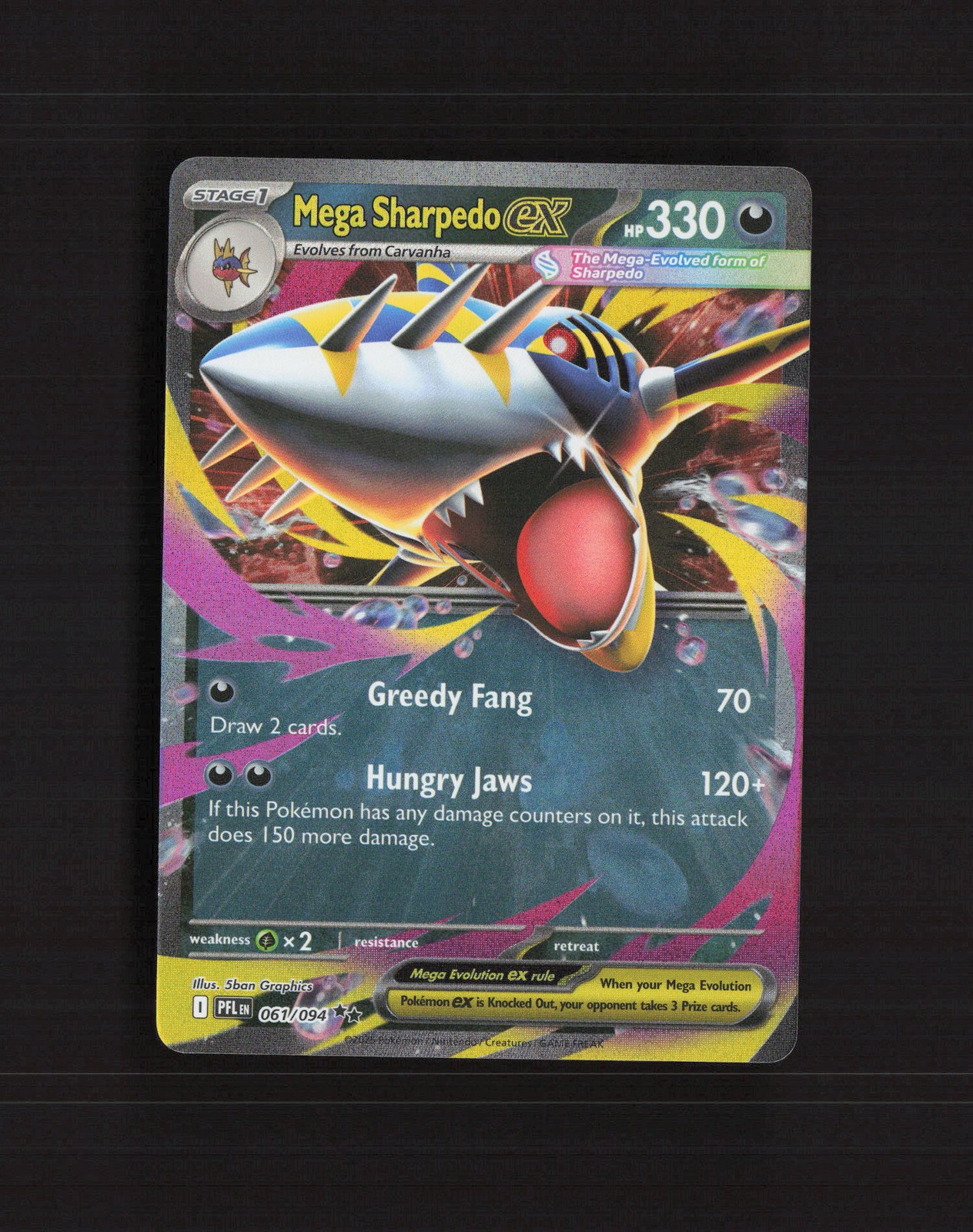Mega Sharpedo ex 061/094 Phantasmal Flames Ultra Rare Holo Pokemon Card NM