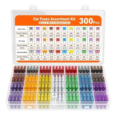 Kfz-Sicherungsset, 300 Stück, 2-40A, Micro Mini Standard Blades, Werkzeug