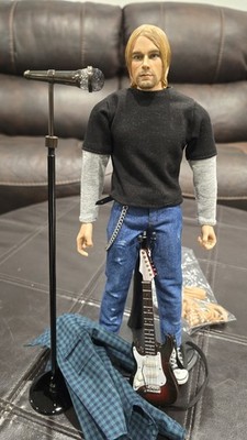 NIRVANA Kurt Cobain 1/6 Custom Figure w/ Teal Flannel & Black