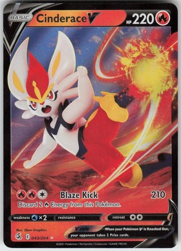 Cinderace V 043/264 V Rare Fusion Strike Near Mint