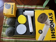 SYNOSHI Rechargeable Battery Power Spin Scrubber  W/2 Cone Brushes 