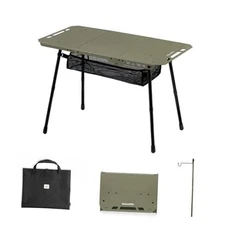  Tactical Camping Table with Adjustable Height, Collapsible Table Green