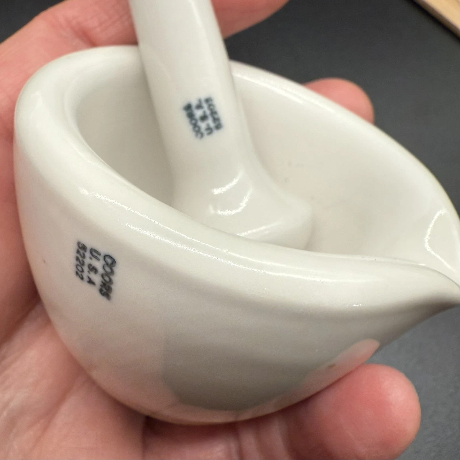Mini Coors USA Pharmacy Apothecary Mortar & Pestle, Glazed Porcelain