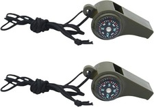 2 Pack Emergency Survival Whistle, 3-In-1 Loud Safety Whistles