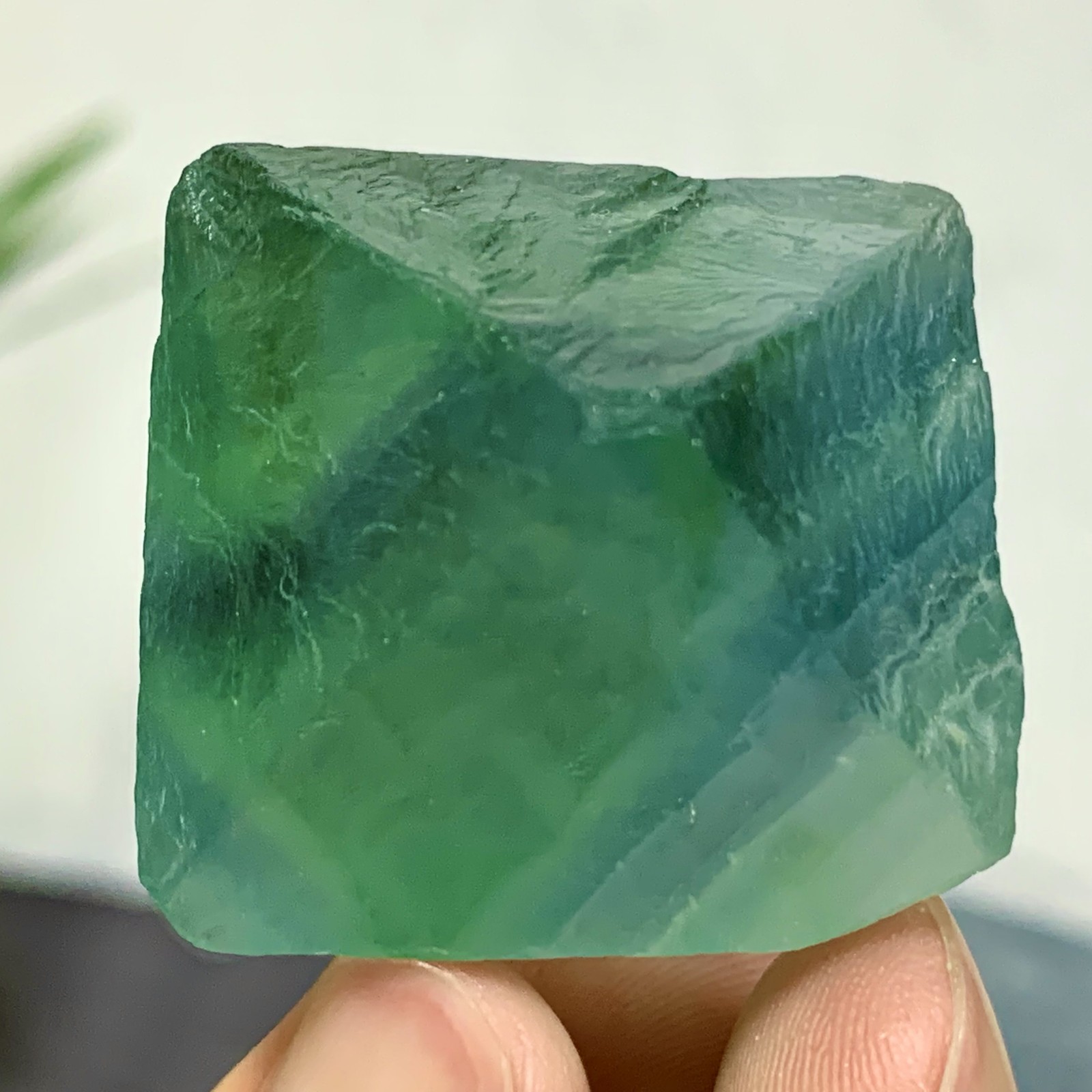 59G Natural Blue Green Fluorite Octahedron Crystal for Healing and Energy Work