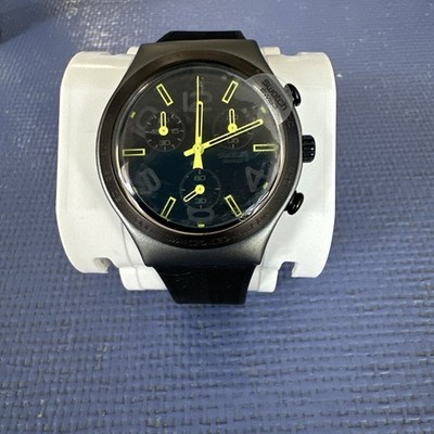 Swatch Irony Aluminum Watch Black Dial Yellow Hands Quartz 5R905SN V8  4 Jewels