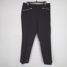 Escada Dress Pants Womens sz 44 black zip front pocktes stretchy