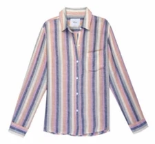 Rails Charli Women’s Small Linen Blend Rainbow Long Sleeve Button Down Shirt