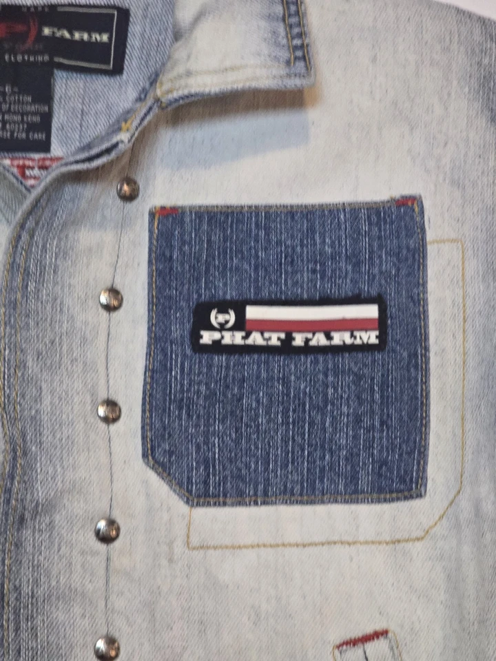 Chaqueta vaquera vintage Phat Farm logotipo de toro de Nueva York bordada talla 6 Foto 2 de 4