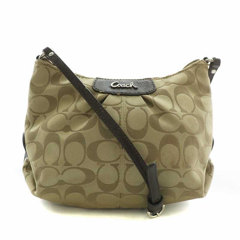 Coach Signature Canvas & Leather Shoulder Bag 22x14x7cm Authentic Pre-Owned