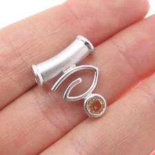 925 Sterling Silver Vintage Real Citrine Eye of Ra Amulet Slide Pendant