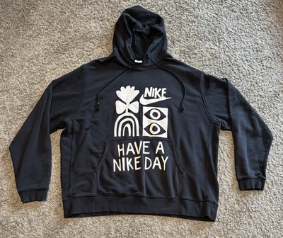 Nike Men's Black Have A Nice Day Graphic Print French Terry Pullover Hoodie 3XL