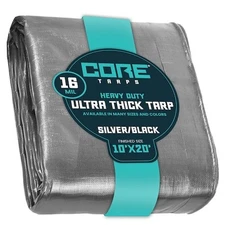 CORE TARPS CT-301-10X20 Heavy Duty Tarp, 20 ft L x 0.5 mm H x 10 ft W, 16 Mil,