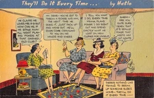 Vintage 'They'll Do It Every Time' Comic Postcard by Hatlo 1949