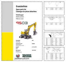 Wacker Neuson 9503 Mobile Excavator Parts Catalog AH00501 PDF
