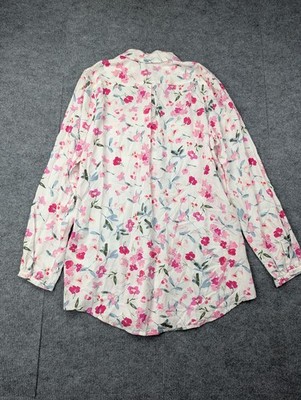Joules Button Up Shirt Womens 8 Elvina Cream Floral Lightweight Preppy Garden