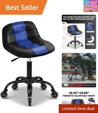 Comfortable Height Adjustable Roller Seat with Backrest - Perfect for DIY & Work