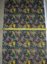 Mardi Gras Mask  Feathers Sax 2634 Allover Black Timeless durable cotton Fabric