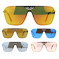 SA106 Mens Futuristic Rimless Shield Rectangular Sunglasses