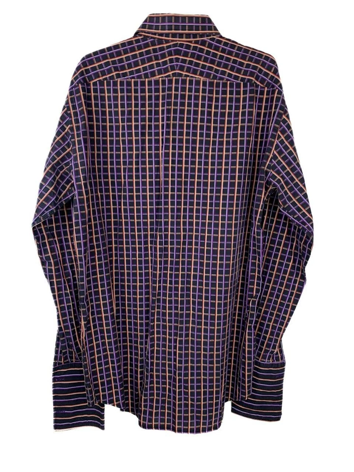 Camisa Paul Smith 15 38 Puño Francés Manga Larga Negra Púrpura Naranja Hecha en Italia Foto 3 de 4