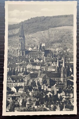 1938 REAL PHOTO POSTCARD FREIBURG ST.JOHNS CATHEDRAL MUNSTER GERMANY USED VF