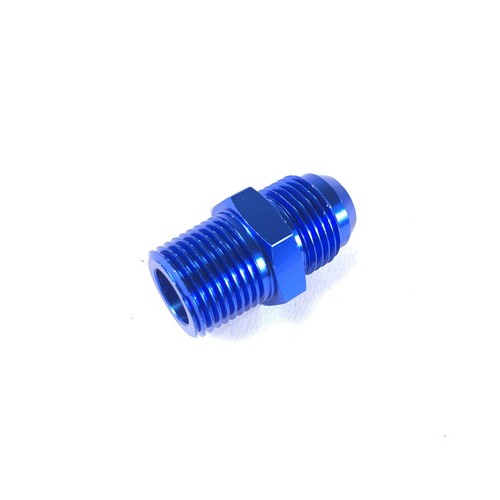Aluminum Fitting Adapter 10AN Male end to 1/2NPT Male end Flare Straight Blue - Picture 5 of 12