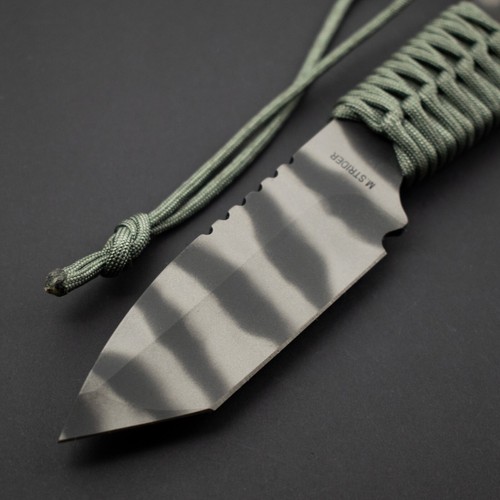 NEW! Strider MFS Tiger Striped TANTO, Sage Green Cord w/ Kydex Sheath - Picture 3 of 8