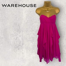 Spotlight By Warehouse Womens Pink Boned Strapless Dress w Waterfall Front UK 6 