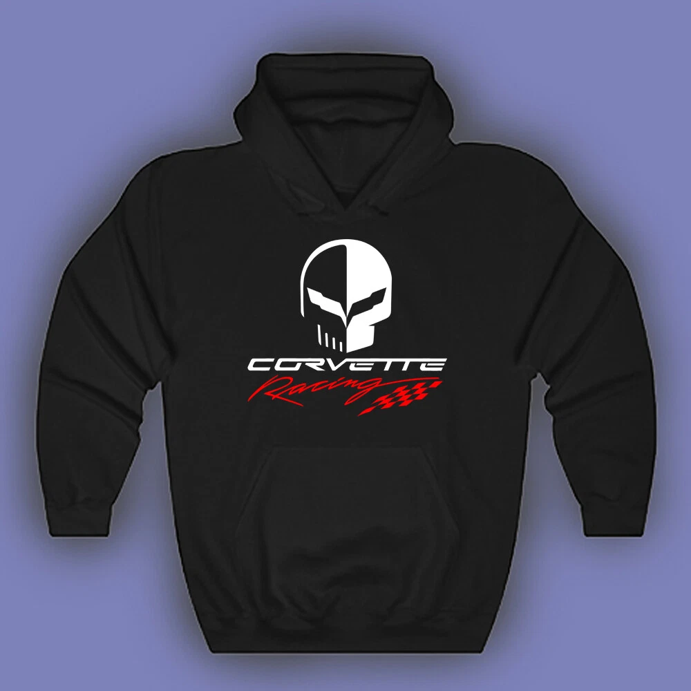 Corvette Racing Jake Scull Skull Logo Men s Black Hoodie Sweatshirt Size S 3XL