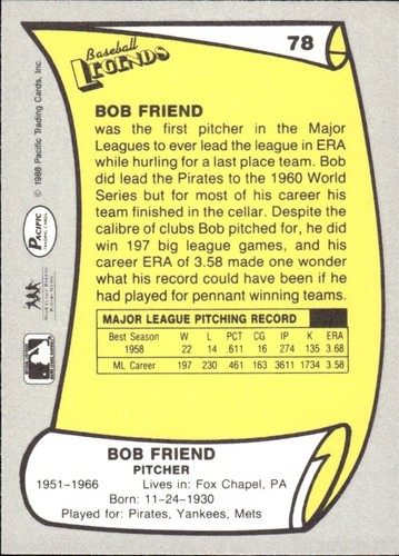1988 and 1989 Pacific Baseball Legends MLB Set Break #1-#220 — You Choose! - Picture 157 of 441