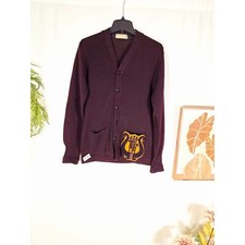 Vintage Imperial Men's Varsity Letterman Cardigan Sweater Maroon